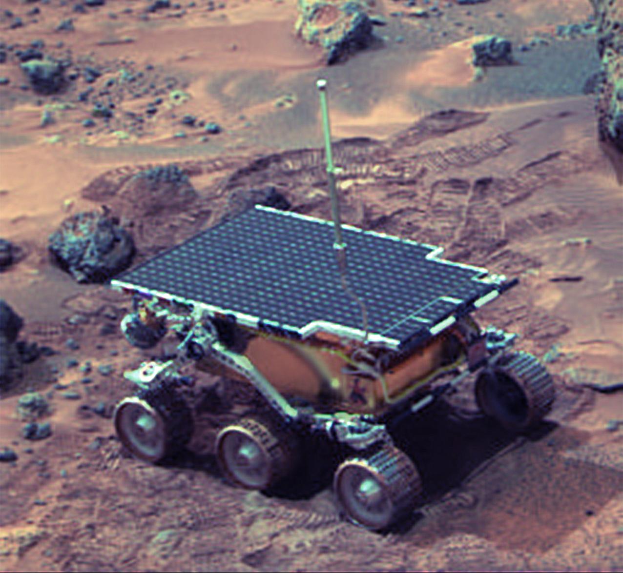 在第 22 个火星日拍摄的“旅居者号”探测车