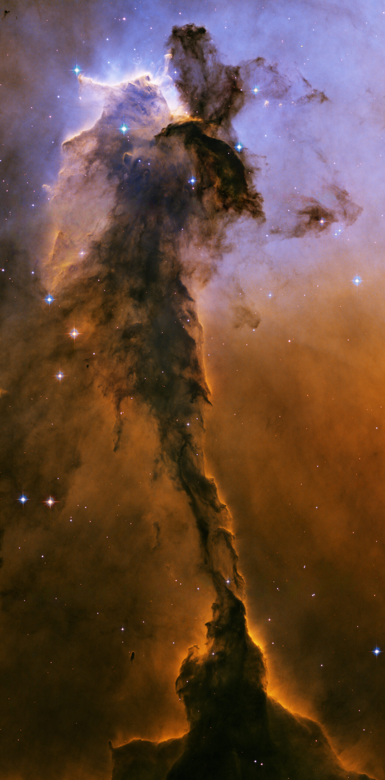 M16 ，鹰星云内的恒星尖塔影像。